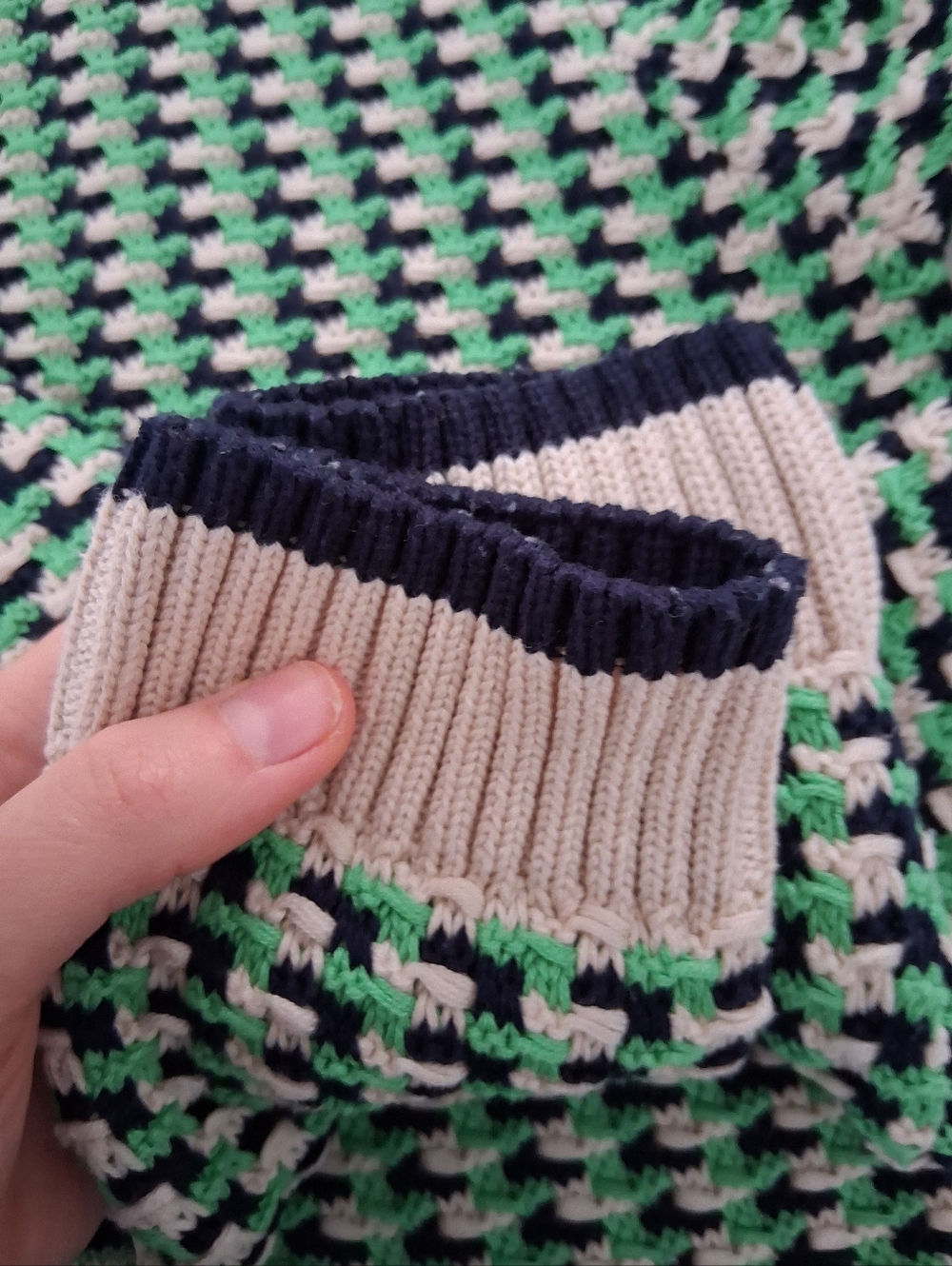 Olsen/ Henny/ Green, Navy, Cream, Knit Zip Cardigan/ Pocketed/ Size US S - Picture 7 of 14